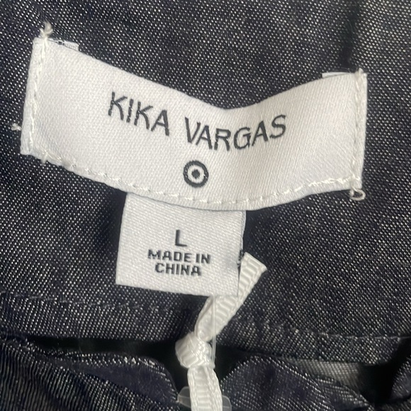 NWT Kika Vargas x Target Women's Blue Scalloped Button Front Blouse L - Picture 4 of 9